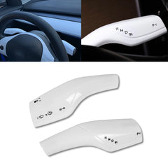 2Pcs White Steering Wheel Wiper Column Lever Rod Overlay Cover Trims For Tesla Model 3 2017-2023 & Model Y 2020-up