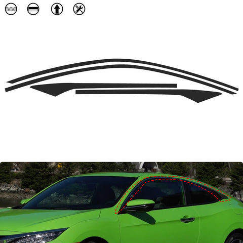 Matte Black KK Vinyl Side Door Window Stickers For Honda Civic Coupe 2016-2021