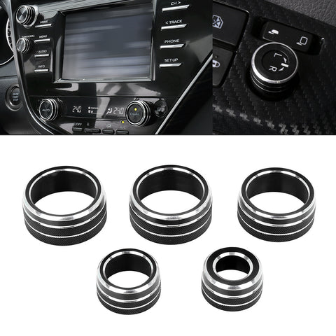 5x Black AC Audio Knob Function Rear Mirror Knob Switch Cover For Camry 2018-20