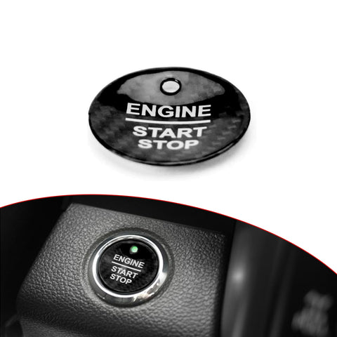 Black Carbon Fiber Engine Push Start Button Decor Cover For Ford F-150 Raptor