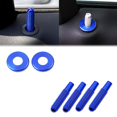 Set of Sporty Blue Alloy Bolt-On Door Lock Knob Pin For Mercedes C E GLC Class