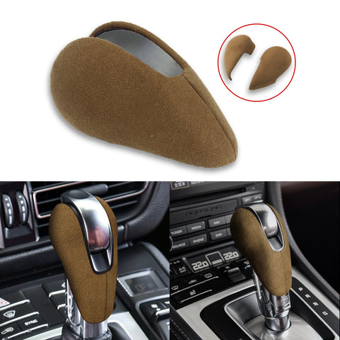 Gear Shift Lever Knob Alcantara Leather Cover Shell For Porsche Macan Panamera