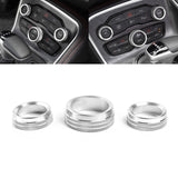 3PCS Silver Alloy Aluminum AC Climate Twist Radio Volume Adjust Switch Button Control Knob Ring Cover Trim Compatible with Dodge Charger Challenger or Chrysler 300 300s 2015-2021