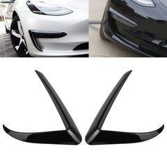 Front Fog Light Lamp Eyebrow Cover Trim Compatible With Tesla Model 3 2017-2023 & Model Y 2020-up 2pcs (Glossy Black)
