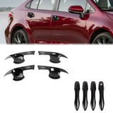 Glossy Black W/Smart Key Hole Door Handle + Bowl Trim For Toyota Corolla 2020-24