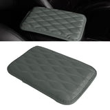 Gray Leather Wavy Shape Central Console Armrest Cover Seat Box Protect Decor 1pc