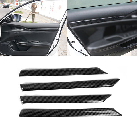 Carbon Fiber Pattern Door Strip Cover Decal For Honda Civic 10th Gen 2016-2021