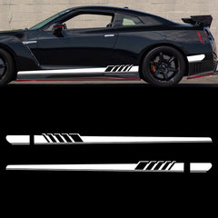 Sport Racing Style Car Side Skirt Stripe Decor Vinyl Sticker, White , Compatible with Benz C300 63 AMG( Size: 225 cm )
