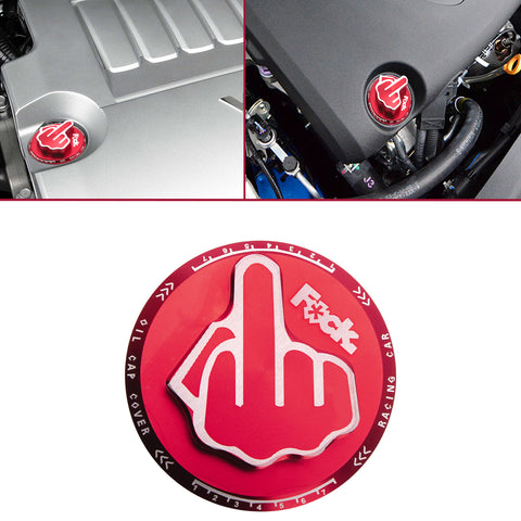 Red Alloy Middle Finger Fuel Tank Gas Box Cap Cover For Toyota Camry RAV4 C-HR