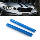 Front Grille Insert Trims Stripes, Front Center Kidney Grilles Trim Compatible with BMW 1 2 3 4 5 6 7 Series F20 F22 F30 F32 G30 G32 G11 (Blue)