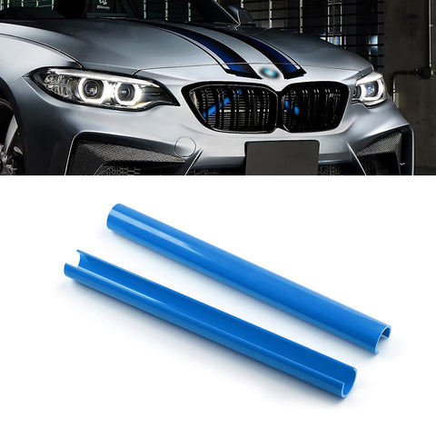 Front Grille Insert Trims Stripes, Front Center Kidney Grilles Trim Compatible with BMW 1 2 3 4 5 6 7 Series F20 F22 F30 F32 G30 G32 G11 (Blue)