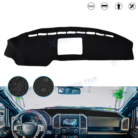 Center Console Dashboard Mat Pre-cut Non-Slip Sunshield Sun Glare Protector Dash Carpet Pad Black Cover Compatible with Ford F150 2009-2014