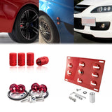 Set Tow Hook License Plate + Air Valve Cap + Release Fastener For Mazda Speed 6