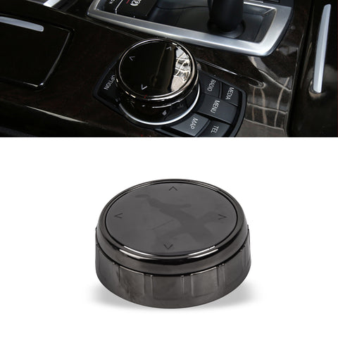 Console Multimedia Knob Switch Button Cover Trim Stickers Compatible with BMW 1 2 3 4 5 7 X1 X3 X4 X5 X6 7-Button iDrive (Black)