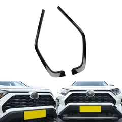 2pcs Auto Exterior Front Bumper Grille Frame Strip Cover Trim Compatible with Toyota RAV4 2019-2024, Glossy Black