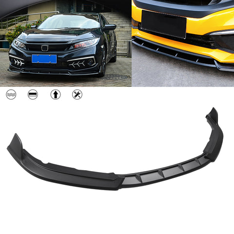 Front Bumper Lip Chin Spoiler Diffuser Splitter Guard Body Kit, Matte Black, Compatible with Honda Civic Sedan 2019-2021