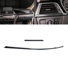 Interior Center Console Dashboard Lower Strip Cover Trim, Carbon Fiber Style, Compatible with BMW F30 F31 3 Series 2012-2018, F34 3 Series GT 2014-2019, F32 F36 4 Series 2014-2019 (2pcs)