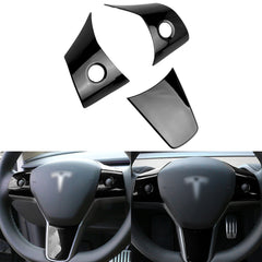 Gloss Black Steering Wheel Molding Cover Kit For Tesla Model 3 2017-2023 & Model Y 2020-up