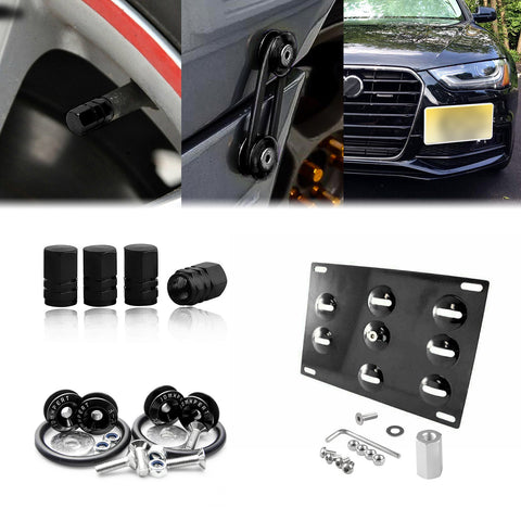 Set Tow License Plate + Air Valve Cap + Release Fastener For Audi TT MK2 2006-14