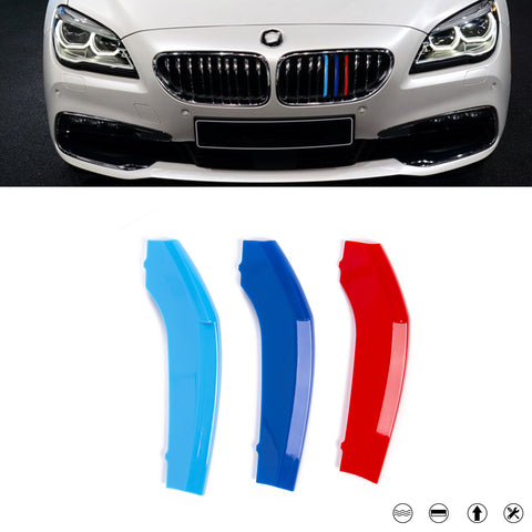Tri-Color Front Kidney Grille Insert Cover Trim For BMW 6 Series F12 F13 2012-15