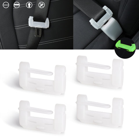 4pcs White Silicone Luminous Night Safety Car Seat Belt Buckle Clip Cover Trims