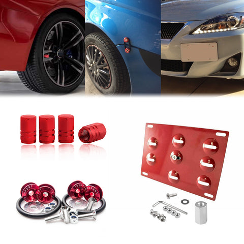 Tow License Plate + Air Valve Cap + Release Fastener For Lexus IS RC GS CT LS RX