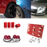 Tow License Plate + Air Valve Cap + Release Fastener For Honda Fit Insight CR-Z