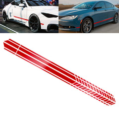 Side Door Skirt Vinyl Stripe Decal Sticker, Glossy Red Racing Sporty Graphic Style (Length 86")