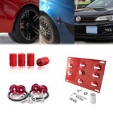 Tow Hook License Plate + Air Valve Cap + Release Fastener For Volkswagen Golf