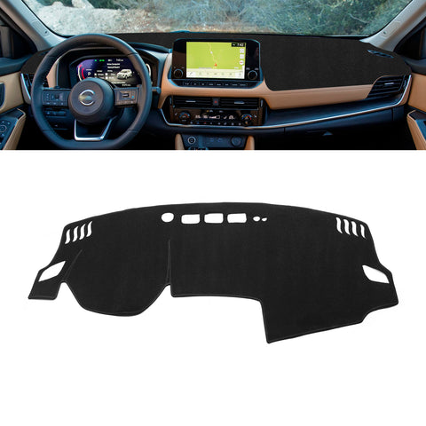 Center Console Dashboard Mat Pre-Cut Non-Slip Sunshield Sun Glare Protector Dash Carpet Pad Black Cover Compatible with Nissan Rogue 2021-2024