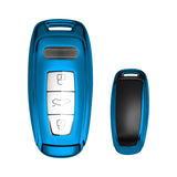 Blue TPU Full Seal Smart w/Button Key Holder Shell For Audi A7 A8 Q5 R8 TT S5 S6