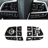 Set Black Steering Wheel Switch Cover Trim Decor For Toyota Highlander 2020-2022