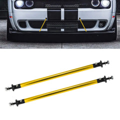 2pc Adjustable 7.87'' Front Bumper Lip Splitter Diffuser Strut Rod Tie Bars Compatible with Most Vehicles [Gold]