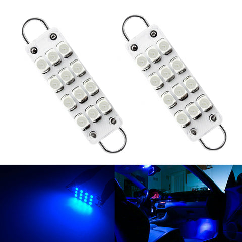 44MM Blue 12-SMD 211-2 Rigid Loop Festoon LED Bulbs For Door or Trunk Lights