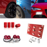 Set Tow License Plate + Air Valve Caps + Release Fastener Hatch Lid For Hyundai