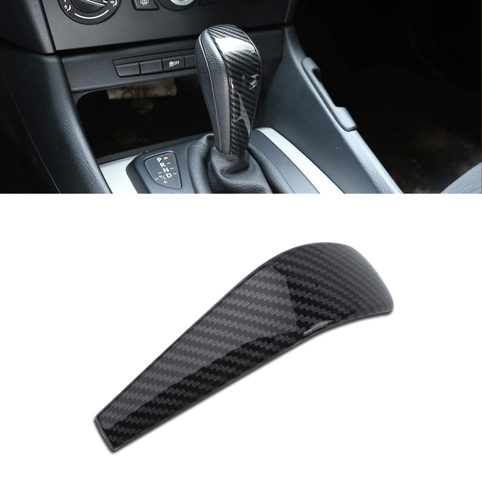 bmw e90 gear shift knob Carbon Fiber Pattern Gear Shift Knob Shell Cover Trim For BMW 1 3 Seri