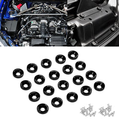 Xotic Tech 20PCS CNC Billet Aluminum Engine Bolt Bay Screw Washer Dress Up Kits (Black)