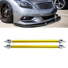 2pc Adjustable 10"-13" Front Bumper Lip Splitter Diffuser Strut Rod Tie Bars Compatible with Most Vehicles [Gold]