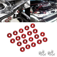 20Pcs CNC Billet Aluminum Engine Bolt Bay Screw Washer Dress Up Kit (Red)