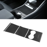 Carbon Fiber Pattern / Red ABS Chrome Plating / White ABS Chrome Plating Center Console Cup Holder Panel Trim for Tesla Model 3 2017-2020