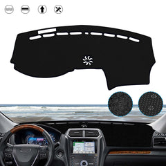 Center Console Dashboard Mat Pre-cut Non-Slip Sunshield Sun Glare Protector Dash Carpet Pad Black Cover Compatible with Ford Explorer 2011-2019