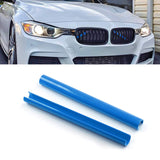 Front Grille Insert Trims Stripes, Front Center Kidney Grilles Trim Compatible with BMW 5 X1 X2 Series F07 F10 F11 F48 F39 (Blue)