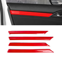 Sport Racing Style Red Door Strip Cover Decal For Honda Civic 10th Gen 2016-2021