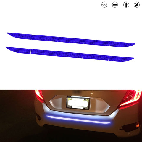 Blue Luminous Reflective Car Bumper Night Driving Warning Sticker Strips 10PCS