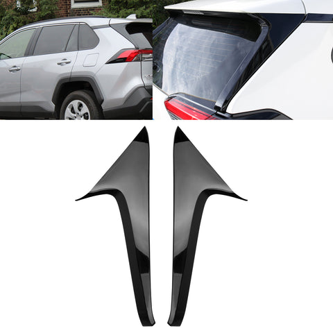 2pcs Sporty Rear Side Window Sill Board Pillar Overlay Molding Cover Trim For Toyota RAV4 2019-2021, Glossy Black