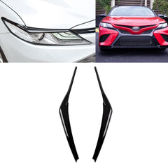 2PCS Gloss Black Headlamp Eyelid Strip Decor Cover Trim For Toyota Camry 2018-up