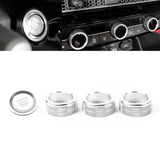 Centre Console AC Climate Control Knob Surrounding Ring + Engine Start/Stop Push Button Covers Decoration Combo Kit Compatible with Honda Civic 11th Gen 2022 (Silver)