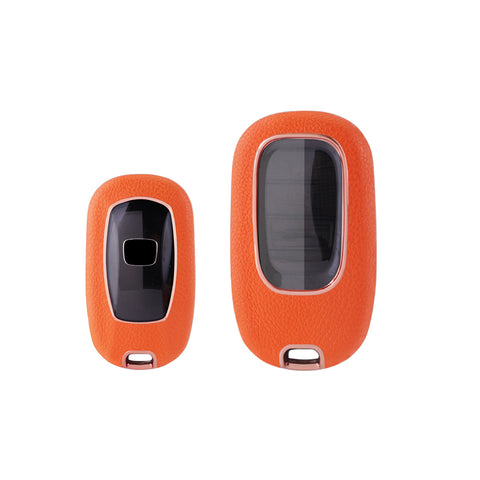 Orange TPU w/Leather Texture Full Protect Remote Key Fob For Honda Accord 2022+