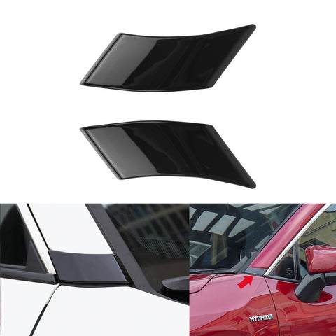 Exterior Front Side Door Window A Pillar Molding Cover Trim For Toyota RAV4 2019-2024, Glossy Black