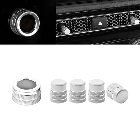 5PCS Centre Console AC Air Vent Knob Trim + GPS Navigation Knob Ring Cover Decoration Combo Kit Compatible with Honda Civic 11th Gen 2022 (Silver)